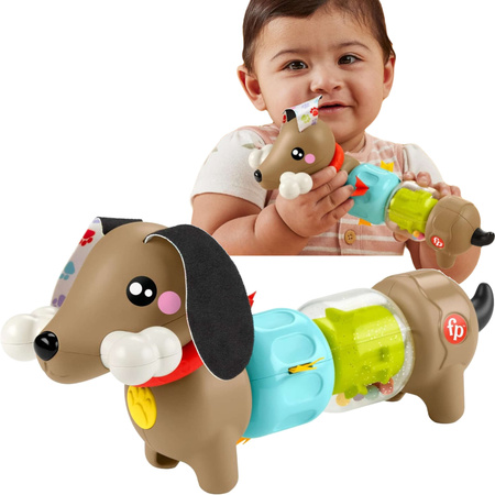 Piesek Sensoryczny Aktywizujący Jamnik zabawka dla maluchów + gryzak GRATIS