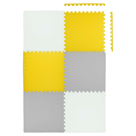 Mata piankowa podłogowa Humbi 120x180 Duże puzzle piankowe wodoodporne bezpieczne 6 szt. żółty, biały, szary