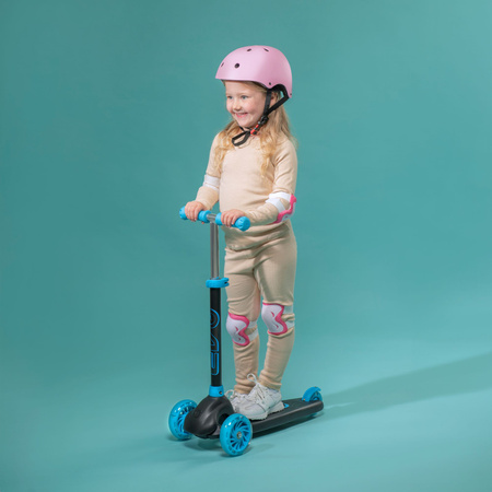 EVO Regulowana Trójkołowa Hulajnoga dla Dzieci Eclipse Niebieski Świecące kółka i Podest