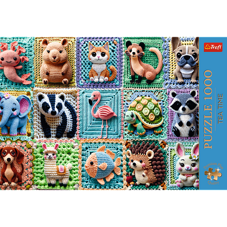 Trefl Puzzle 1000 elementów Tea Time: szydełkowe zwierzątka