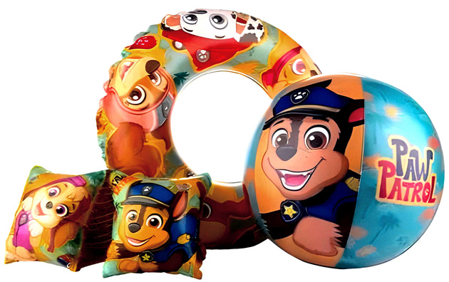 Zestaw do zabawy w wodzie koło rękawki piłka dmuchany ponton 100 x 60 cm Psi Patrol Swim Set