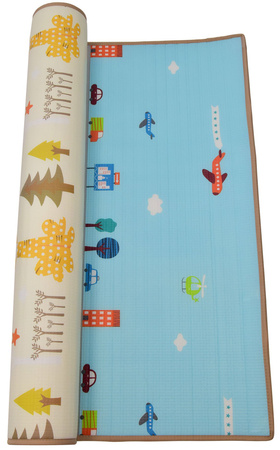 Humbi Dwustronna edukacyjna Mata piankowa Uliczki Zwierzęta 150 x 180 x 2 cm pastelowa gruba duża