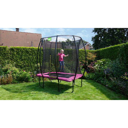 Trampolina ogrodowa z siatką zabezpieczającą Silhouette 153x214 cm różowa