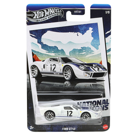 Hot Wheels National Icons zestaw 5 aut Porsche, Jaguar Lightweight, Ford, Fiat, Nissan Skyline 7 cm