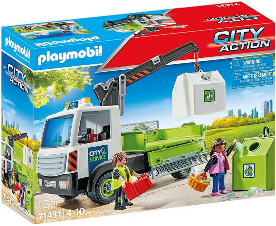Playmobil City Action Samochód Ciężarowy z kontenerami na szkło 62 elementy