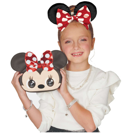 Purse Pets Disney Myszka Minnie Interaktywna Czarna Torebka z ruchomymi oczami + Opaska do włosów Uszy Myszki Minnie z kokardką