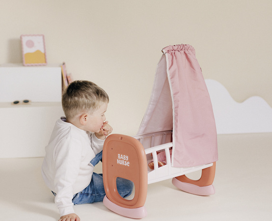 Baby Nurse Kołyska z różowym baldachimem dla lalek max 42 cm