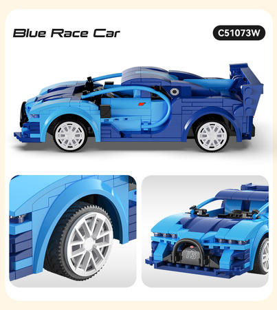 Klocki konstrukcyjne CaDA Zdalnie sterowany samochód Auto wyścigowe Wyścigówka Pojazd RC Blue Race Car Dual Mode 325 elementów