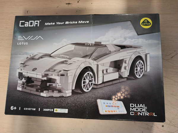 OUTLET Klocki konstrukcyjne CaDA Samochód zdalnie sterowany wytrzymały Pojazd Auto 20 cm szary Lotus Evija RC Dual Mode 308 elementów USZKODZONE OPAKOWANIE