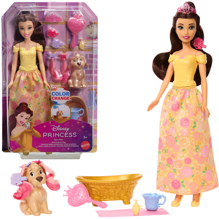 Lalka Disney Księżniczka Piękna i Bestia Bella i piesek w kąpieli
