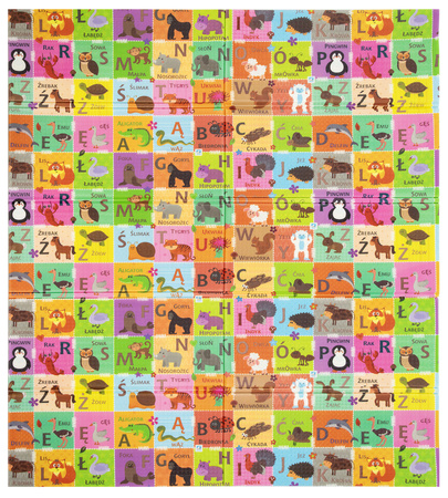 Dwustronna Składana Mata Edukacyjna z pianki XPE Podłogowa Bezpieczna 180x200 alfabet polski wieś Humbi