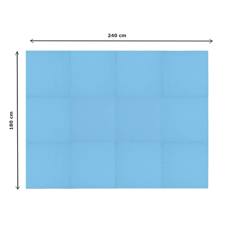 Humbi mata piankowa pod basen puzzle piankowe wodoodporne 12 szt. niebieski 240 x 180 x 1 cm