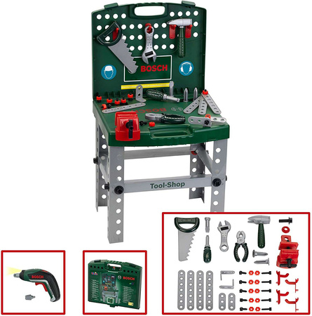 Duży Warsztat Bosch Dla Dzieci Walizka Narzędzia Wkrętarka 76 Cm Piła Klein