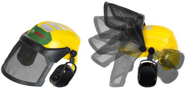 Klein Bosch kask zabawkowy drwala z przyłbicą ochronną i nausznikami
