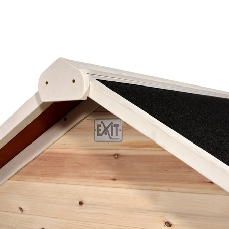 Drewniany domek ogrodowy dla dzieci Loft 550 (schodki, zjeżdżalnia, taras, piaskownica) - naturalny