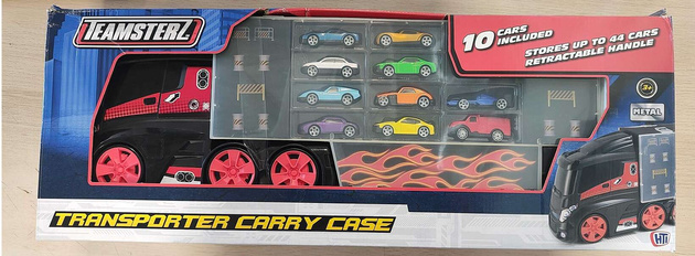 OUTLET TeamsterZ Ciężarówka Transporter na resoraki Laweta + 10 autek USZKODZONY PRODUKT ORAZ OPAKOWANIE