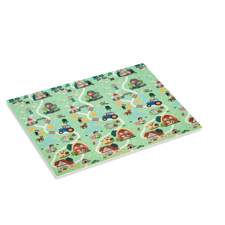 Dwustronna Składana Mata Edukacyjna z pianki XPE Podłogowa Bezpieczna 180x200 alfabet polski wieś Humbi