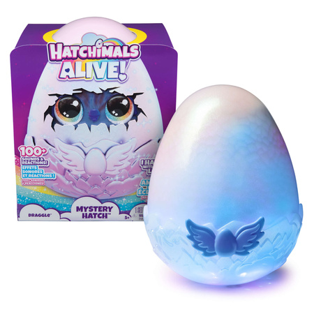 Hatchimals Alive Mystery Hatch Draggle- Magiczne Jajko Niespodzianka ze światłem i dźwiękiem