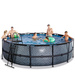 Basen ogrodowy okrągły 488x122 cm z pompą piaskową i drabinką szary