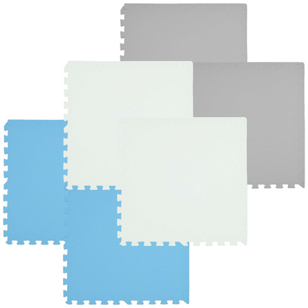 Mata piankowa podłogowa Humbi 180x120 Duże puzzle piankowe wodoodporne bezpieczne 6 szt. niebieski, szary, biały