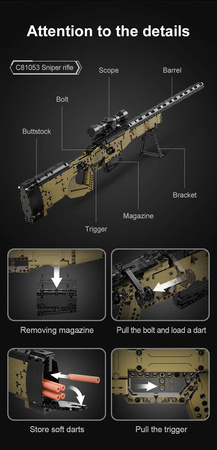 CaDA C81053W klocki konstrukcyjne broń strzelający karabin snajperski 978 el.