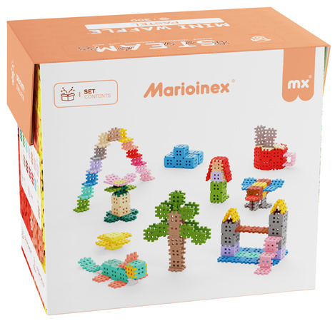 Klocki konstrukcyjne Mini Waffle zestaw w pastelowych kolorach 300 elementów Marioinex