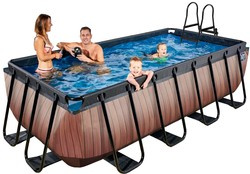 Basen ogrodowy 400x200x100cm z pompą filtrującą i drabiną brązowy