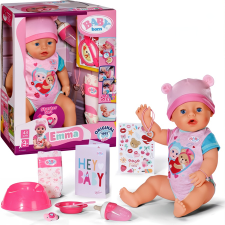 OUTLET Baby Born Lalka bobas Emma 43 cm łzy siusia zamyka oczy z akcesoriami USZKODZONE OPAKOWANIE