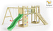 Plac zabaw drewniany duży Maxi Funny Exposure zjeżdżalnia, 2x huśtawka, ścianka wspinaczkowa