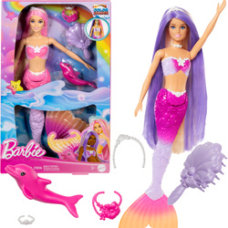 Barbie Zestaw Lalka Syrenka zmiana koloru włosów + Akcesoria