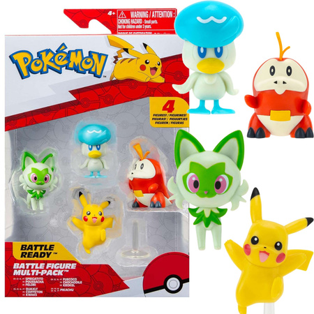 OUTLET Pokemon Battle 4 figurki Pikachu Krokiel Felor Kwaks 5 cm USZKODZONE OPAKOWANIE