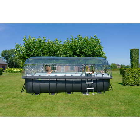 Basen ogrodowy 540x250x122 cm z akcesoriami (pompa piaskowa, drabinka, zadaszenie, pompa ciepła) - czarny
