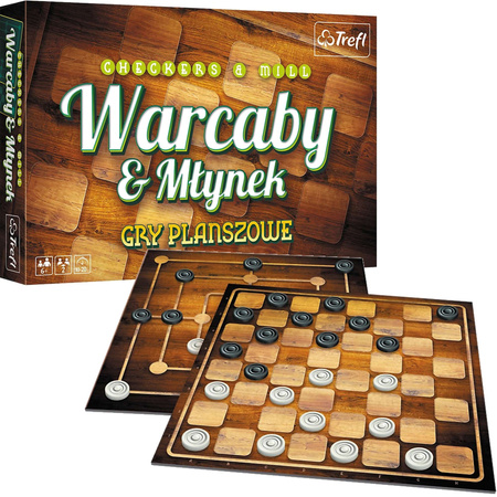 Zestaw 2w1 Gry planszowe Warcaby i Młynek