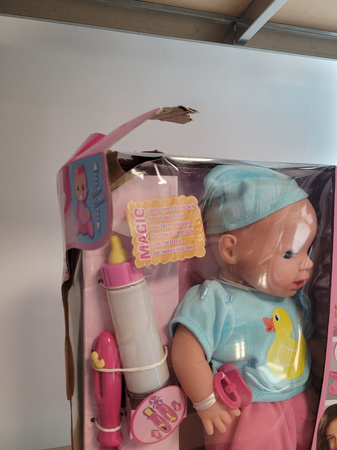 OUTLET Zestaw Bobas Laura głodna lalka 38 cm + smoczek, butelka i akcesoria do karmienia USZKODZONE OPAKOWANIE