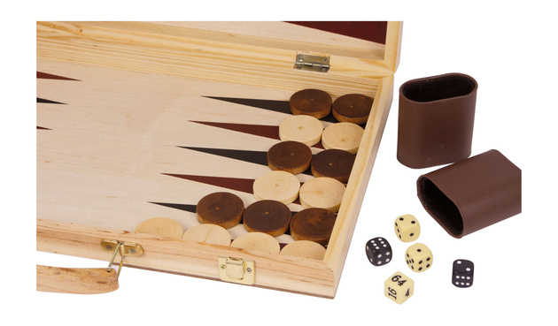 OUTLET Drewniane Szachy i Backgammon zestaw w skrzyni WADLIWY