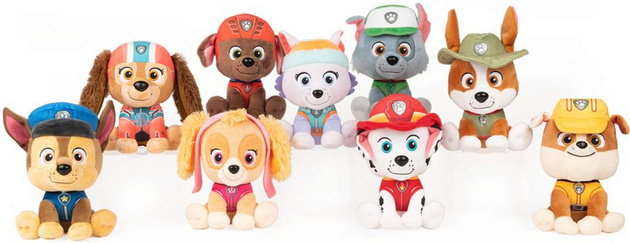 Zestaw Psi Patrol Jungle Pups Pojazd Trackera i figurka + Tracker Maskotka Pluszak Piesek 15 cm