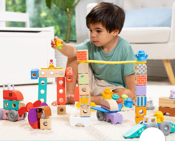 Klocki Drewniane Safari Dzikie Zwierzęta Blockables 34 Elementy