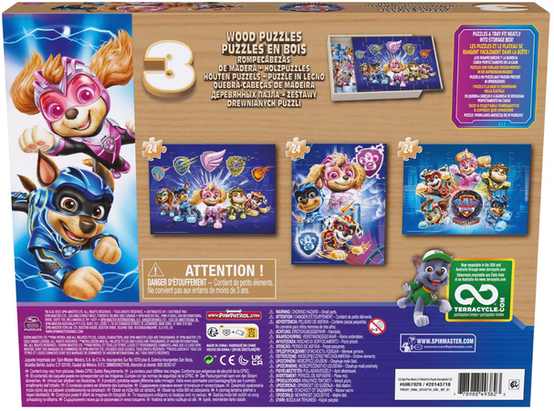 Puzzle drewniane Psi Patrol The Mighty Movie Wielki Film 3 zestawy