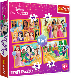 Puzzle Trefl Księżniczki Disney 4w1 Bajkowe historie 4+