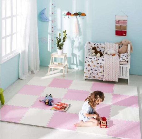 Humbi Mata piankowa Puzzle piankowe 9 szt. róż grafit szary 180 x 180 x 1 cm