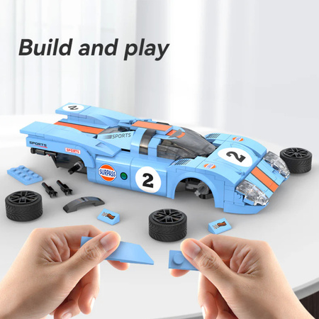 Klocki konstrukcyjne CaDA Samochód zdalnie sterowany Auto Sportowe 21,7 cm 1:20 Azure Storm 266 elementów RC Dual Mode C51076W