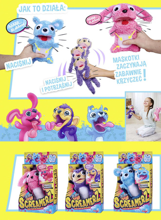 ScreamerZ Interaktywna Maskotka Rozbawiacz fioletowa Małpka z Dźwiękiem