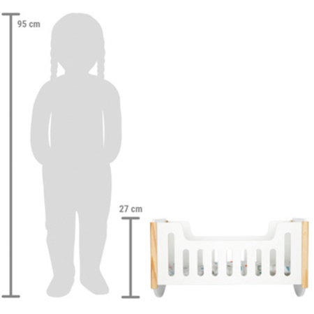 Małe Drewniane Bujane białe Łóżeczko dla Lalek z Poduszką i Kocykiem