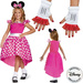 Disney kostium, strój karnawałowy Myszka Minnie 109-123 cm (5-6 lat) + rękawiczki