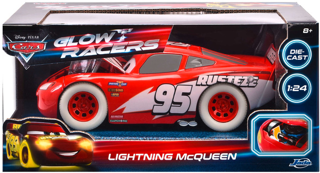 Disney Cars Auta metalowy samochód świecący w ciemności 1:24 Zygzak McQueen