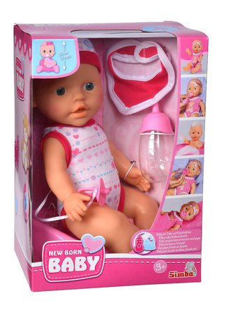 Zestaw Lalka bobas funkcyjny noworodek siusiający New Born Baby 30 cm