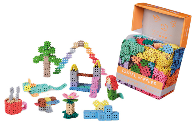Klocki konstrukcyjne Mini Waffle zestaw w pastelowych kolorach 300 elementów Marioinex