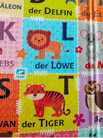 Humbi Gruba Mata Edukacyjna 2W1 z pianki XPE 120x180 alfabet wersja niemiecka