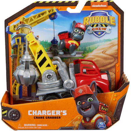 OUTLET Psi Patrol Rubble i jego Ekipa Rubble&Crew Charger Pojazd Chwytak Dźwig z Figurką 6cm WADLIWY