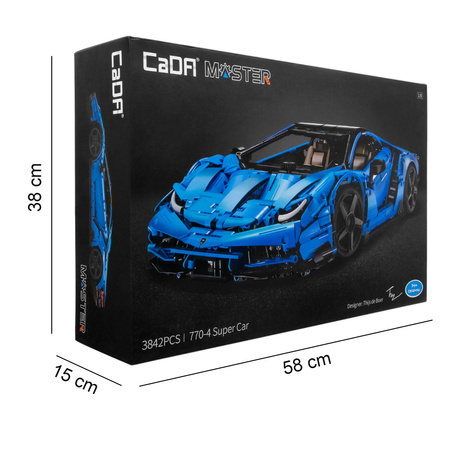 Klocki konstrukcyjne CaDA Master Duże Auto Sportowe 59 cm Super Car Niebieski Samochód 3842 elementów